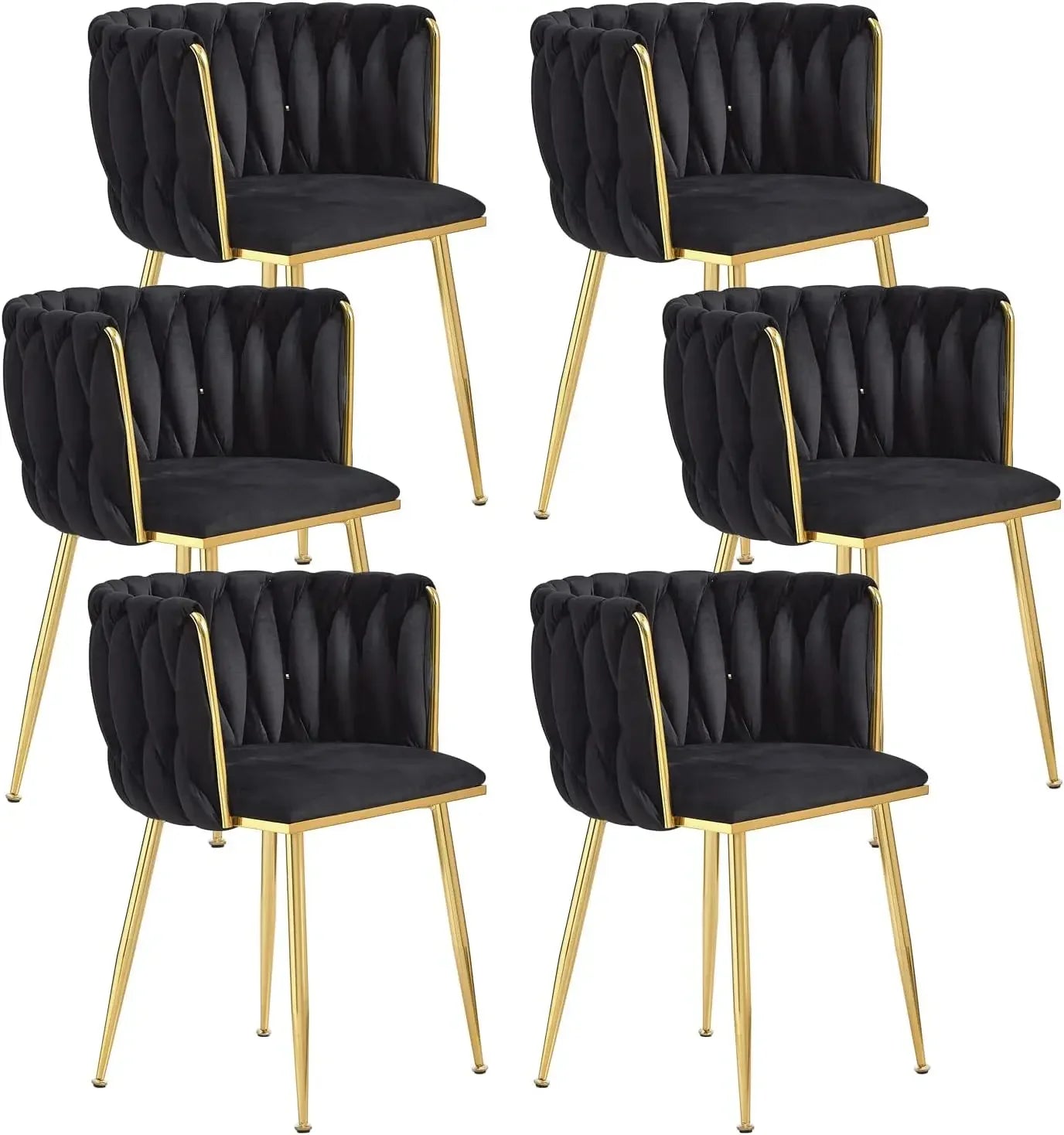 DAFIFY Woven Upholstered Velvet Dining Chairs Metal Legs