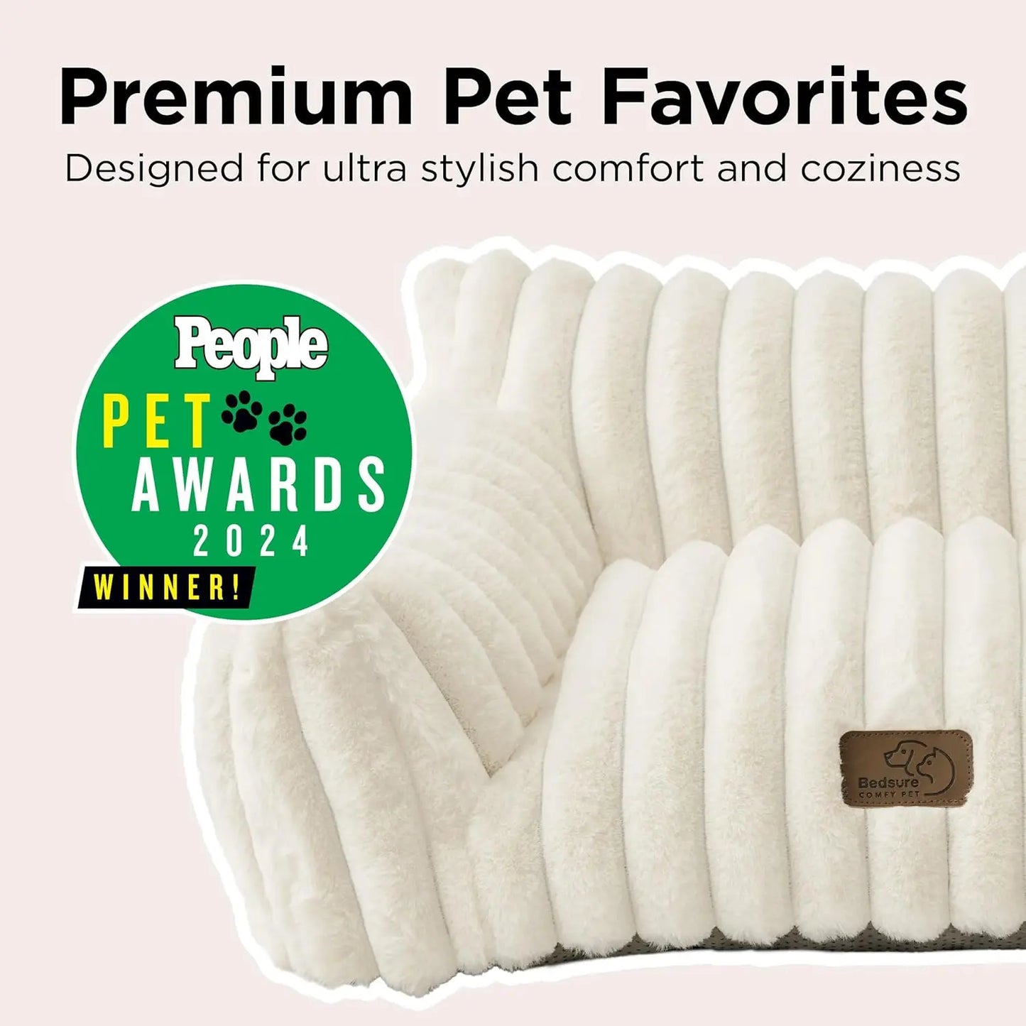Bedsure Pet Sofa Bed Fluffy Corduroy Cat Couch Soft Fleece