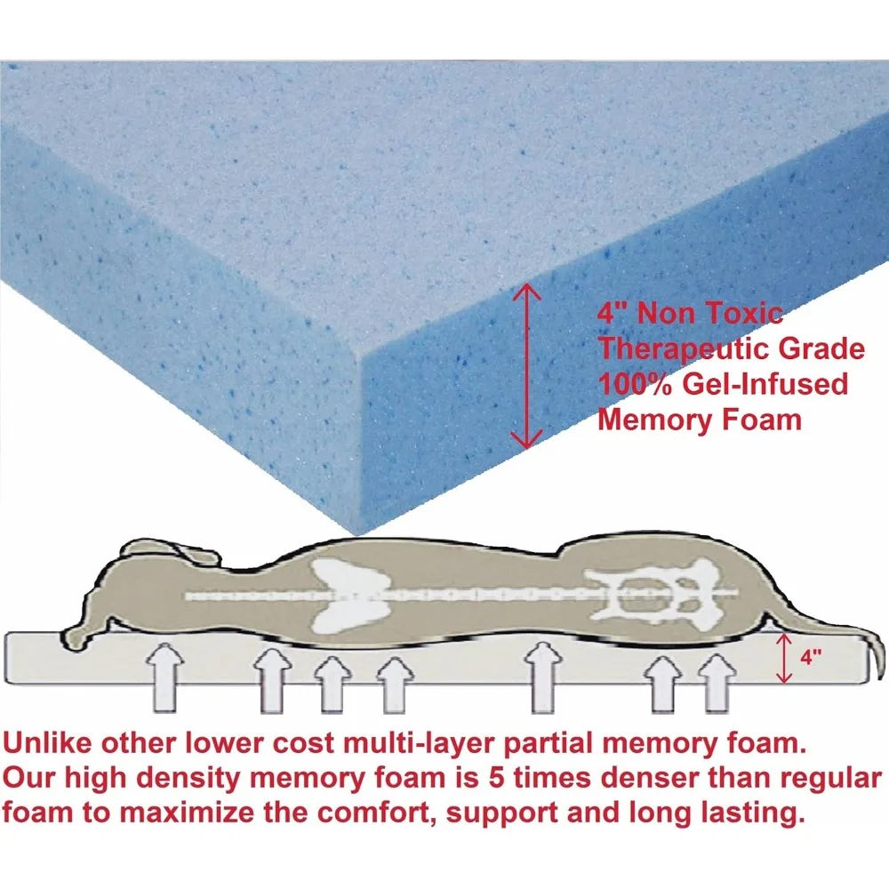 Orthopedic Gel Memory Foam Dog Bed With Waterproof Liner