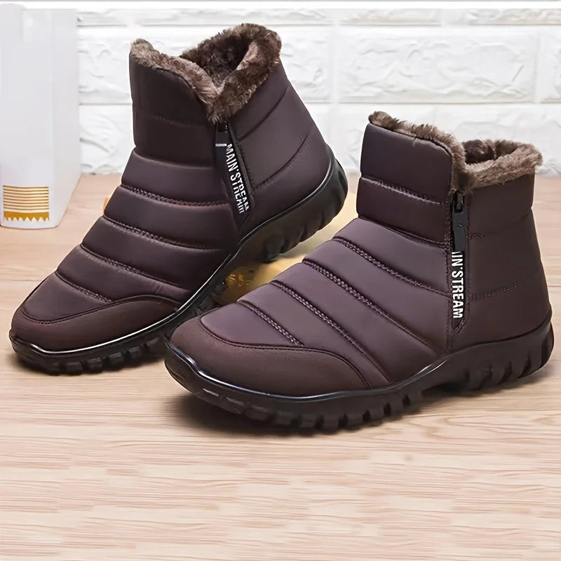 HenanChoice Men Snow Boots Waterproof Zipper Ankle Boots