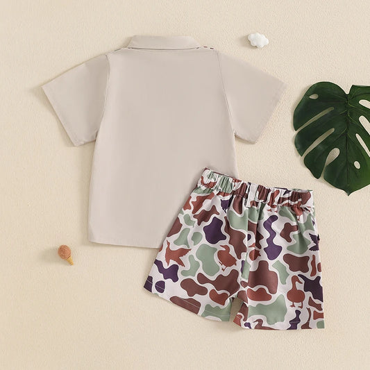 Infant Camo Print Short Sleeve Shirt And Shorts Set
