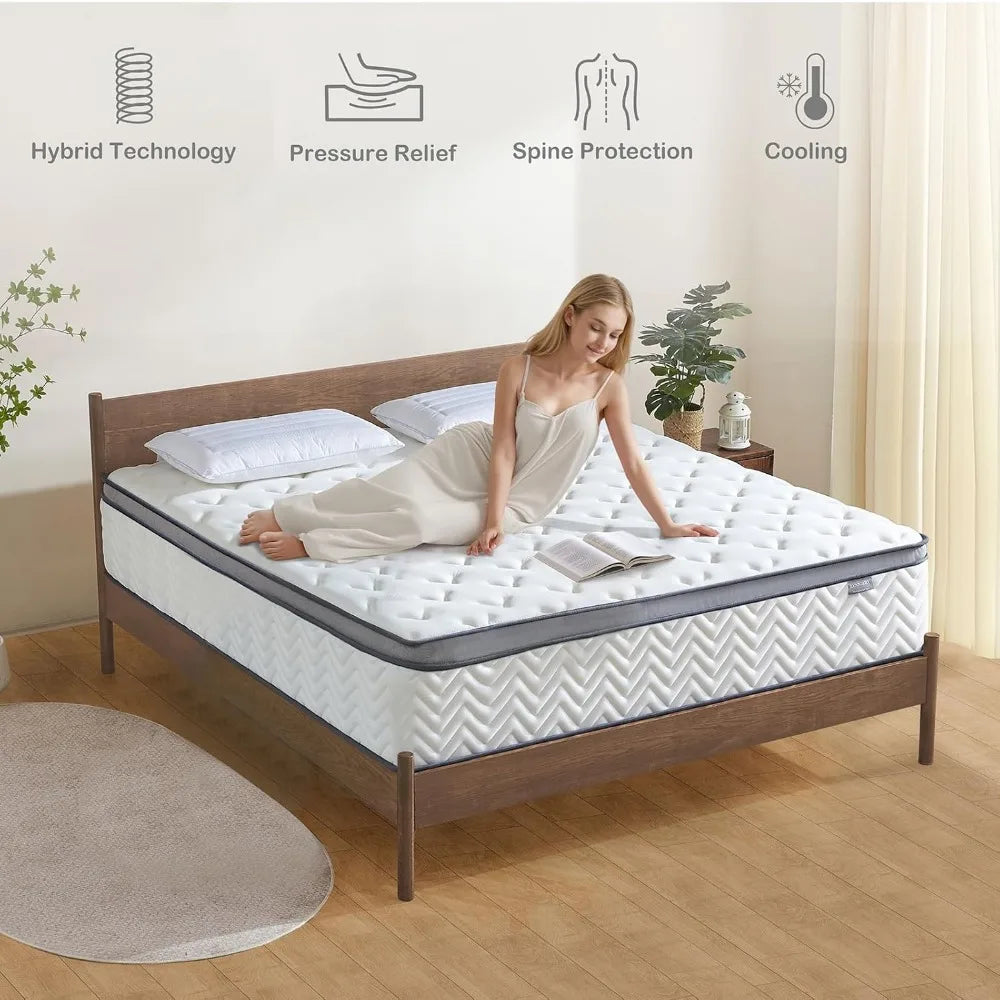 Hybrid Cooling Gel Memory Foam Mattress Pocketed Coils