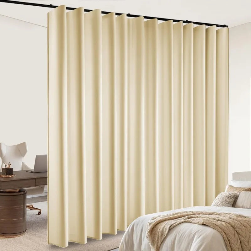 Room Divider Blackout Curtains Sliding Track Set Bedroom