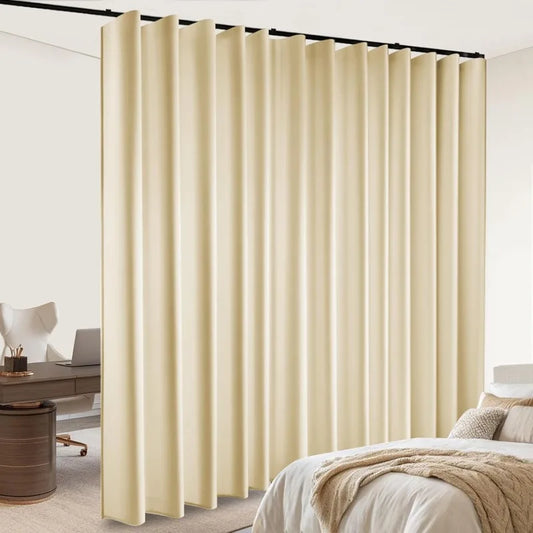 Room Divider Blackout Curtains Sliding Track Set Bedroom