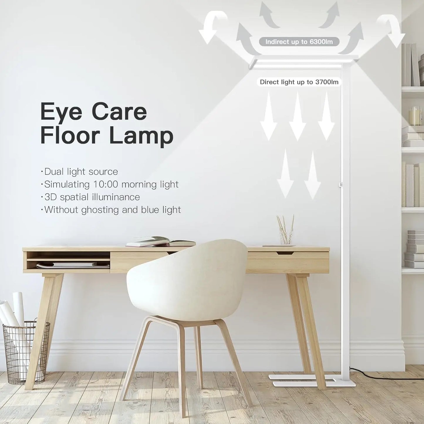 XMSJ Led Floor Lamp Dimmable Eye Care Reading Light