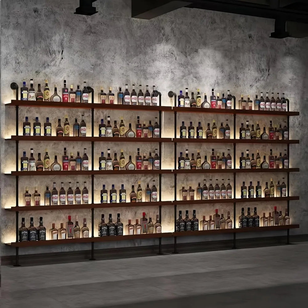 TANGXU 5 Tier Industrial Wall Mounted Wine Rack Shelves
