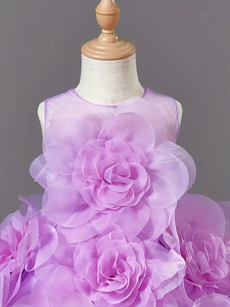 Guangdong Girls Princess Sleeveless Floral Party Ball Gown