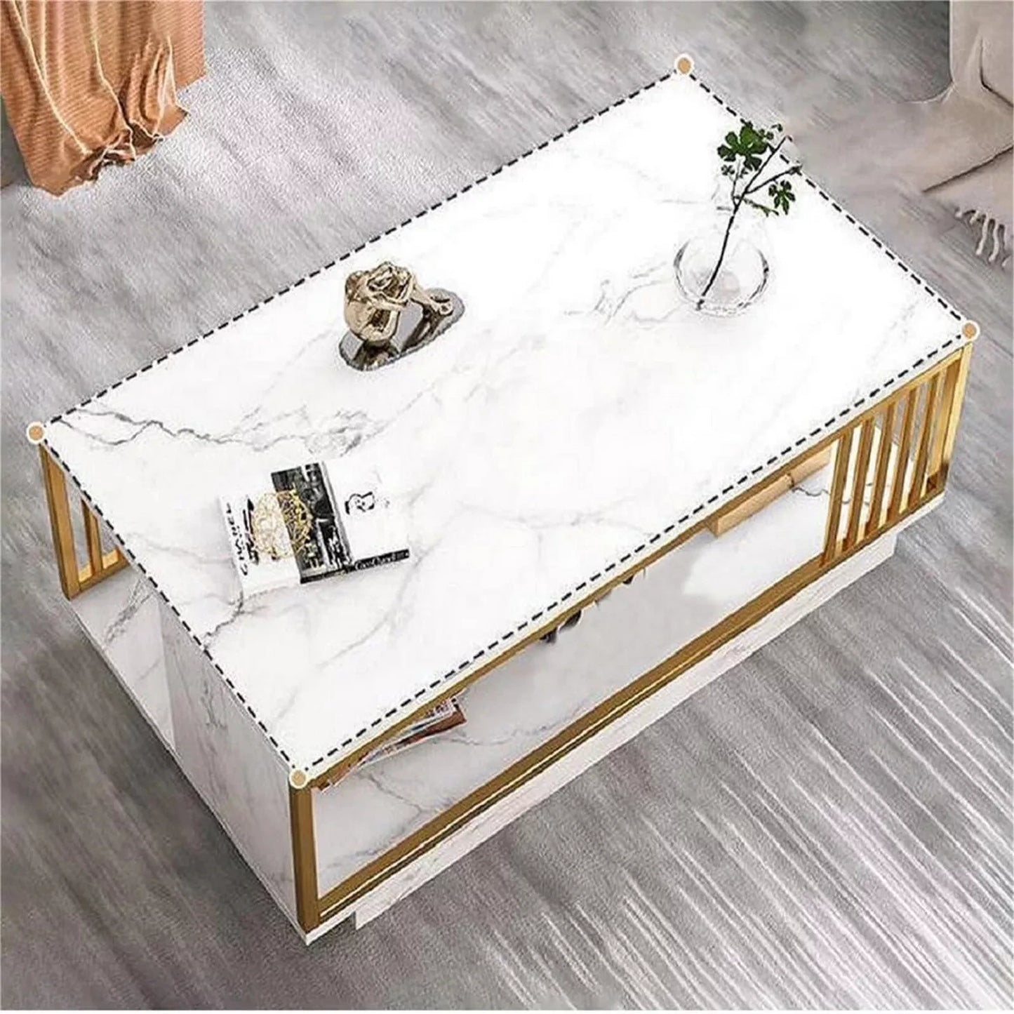 Complete Home And Apparel Marble Veneer Glossy Coffee Table
