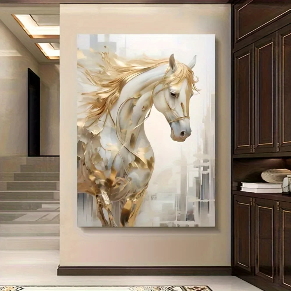 Frameless Modern Retro Horse Wall Art Painting Decor