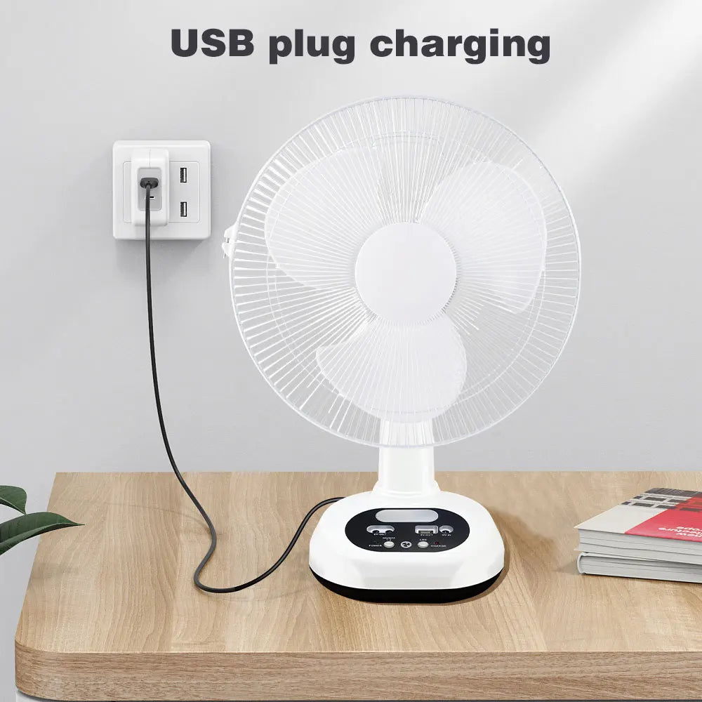 Moowarlt Solar Rechargeable Portable Fan With LED Light