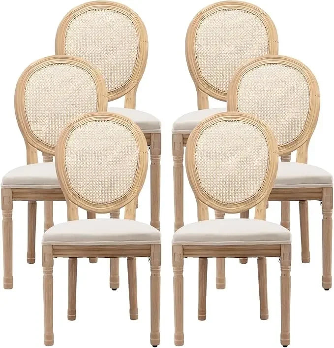 Angduo French Country Dining Chairs Fabric Upholstered