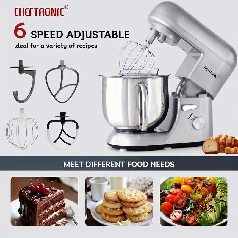 Cheftronic 6 Speed Stand Mixer Stainless Steel Mixing Bowl