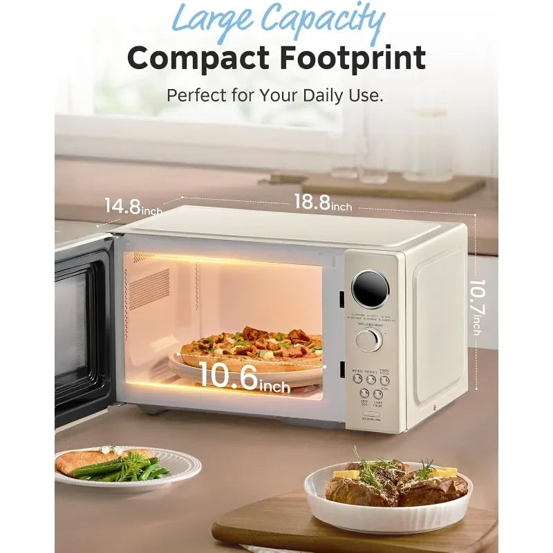 Retro Countertop Microwave Oven With 9 Preset Programs Mute
