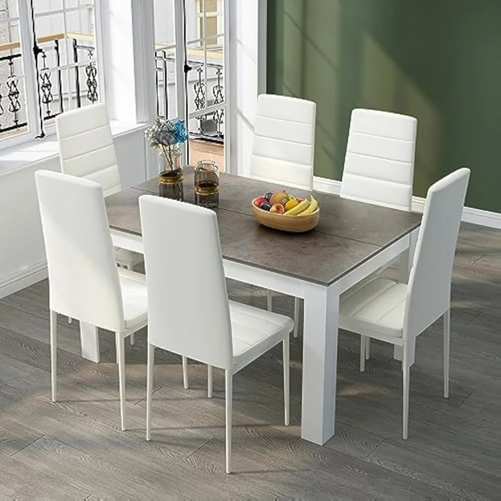 Hign-concerned Dining Table and Chairs Set Rectangular