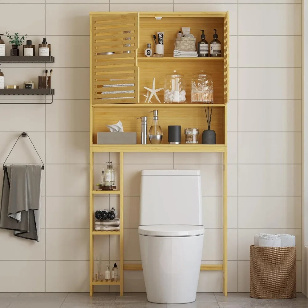 MKDK Over The Toilet Storage Cabinet Bamboo Freestanding