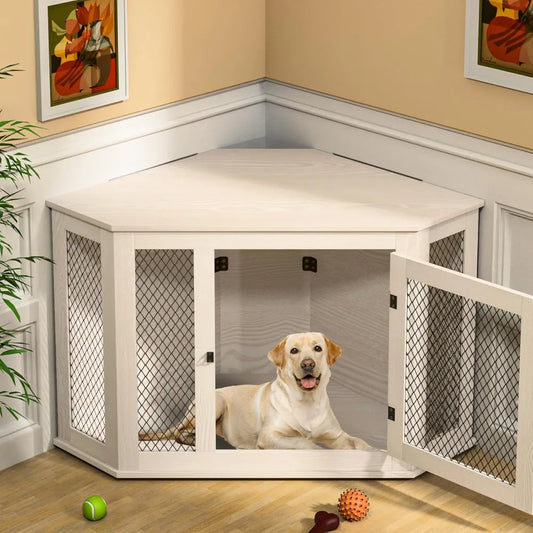 XUYUAN Dog Kennel Furniture End Table With Mesh Indoor