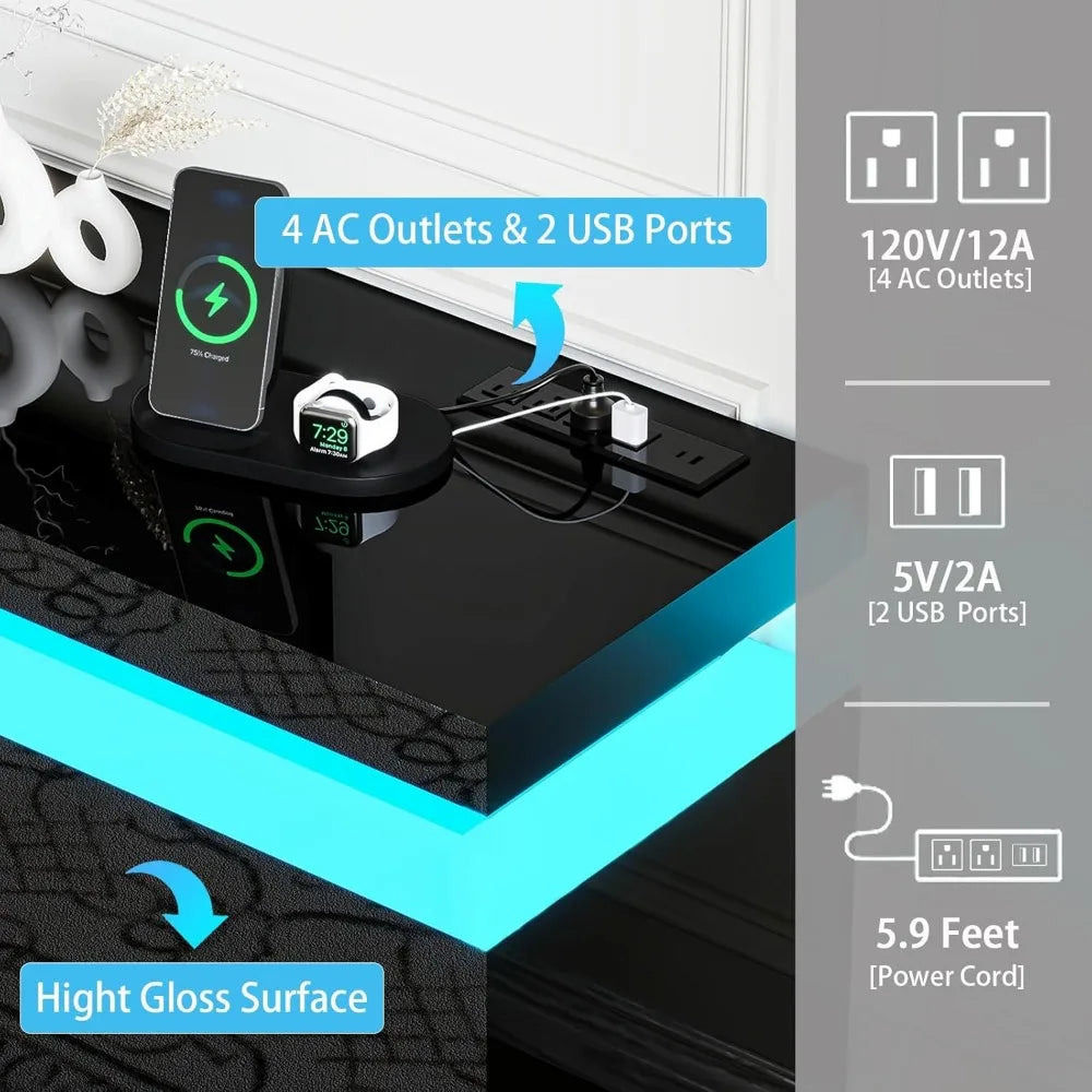 Color Modern Fireplace TV Stand With LED Lighting Ambient