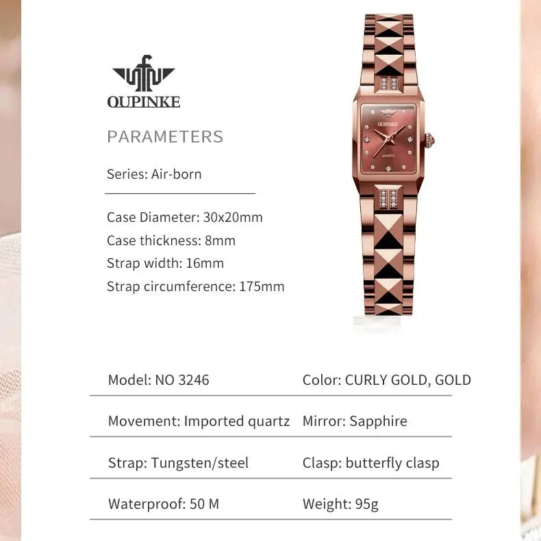OUPINKE Japan Movement Automatic Womens Watch Tungsten