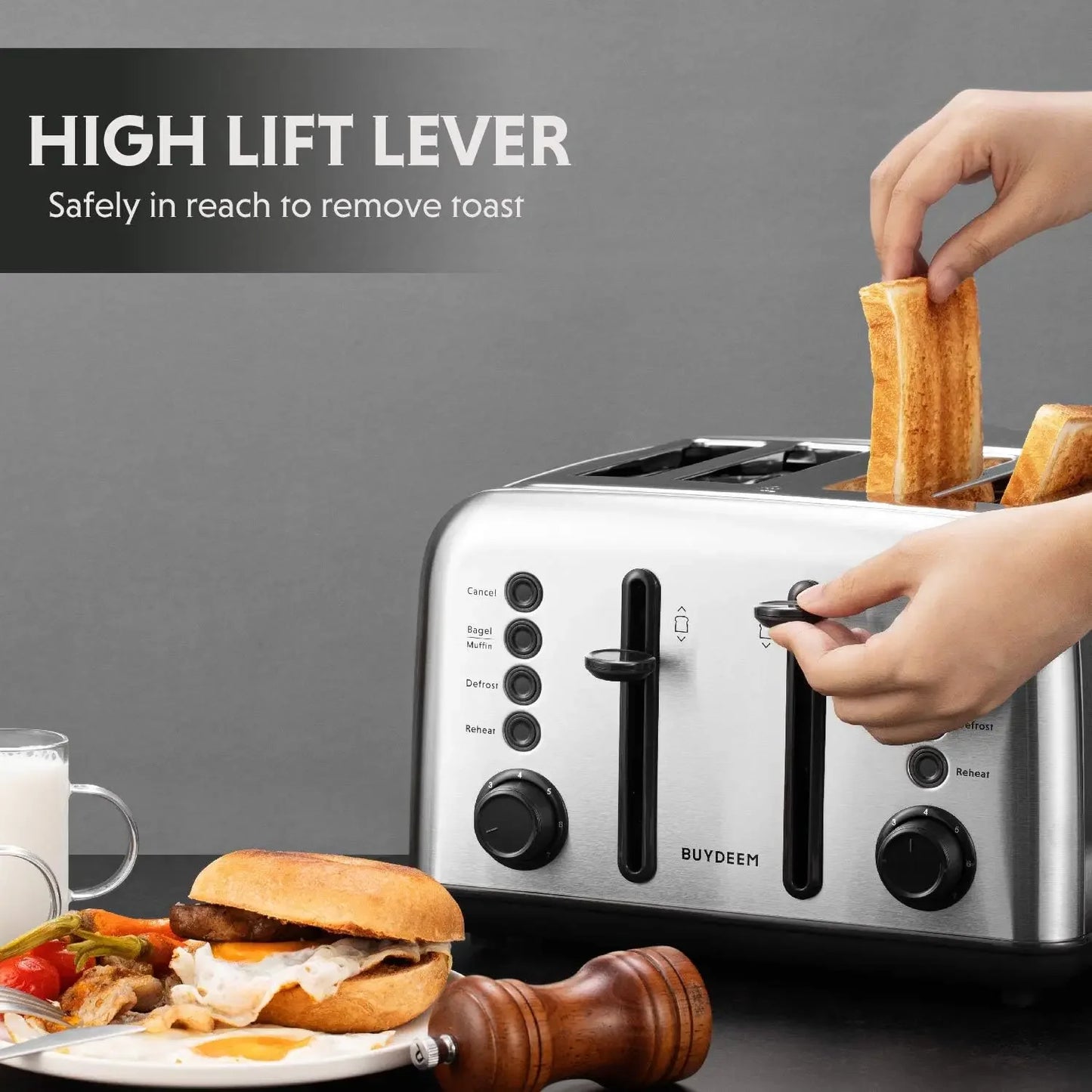 XGJY T640 Toaster With Extra Wide Slots Bagel Muffin