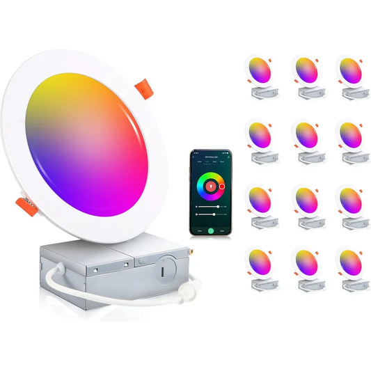 Hign-Concerned 12-Pack Smart WiFi RGB CW LED Recessed