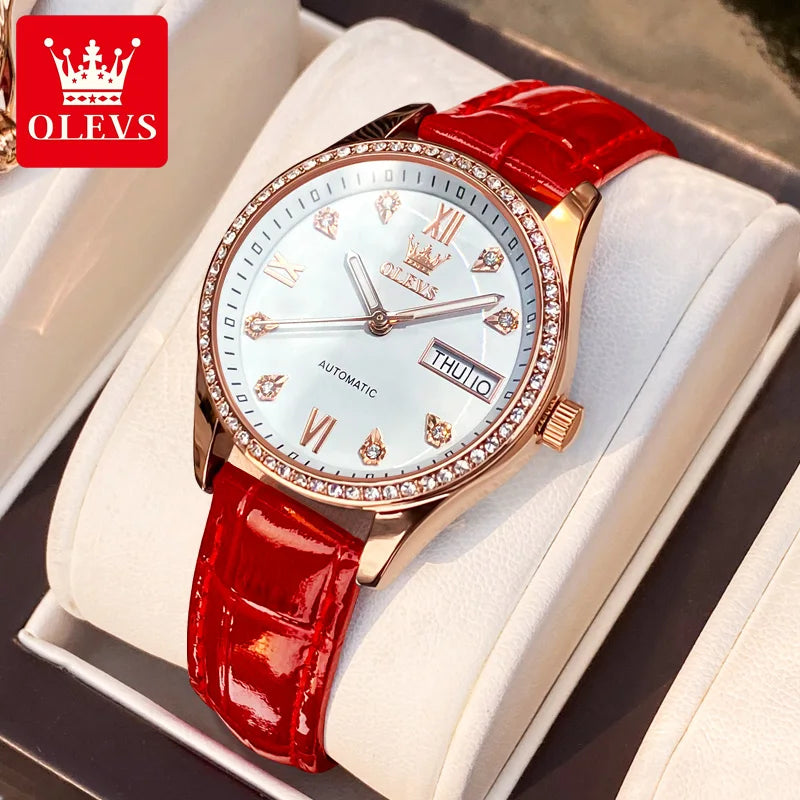 OLEVS 6637 Luxury Women Automatic Mechanical Watch Calendar