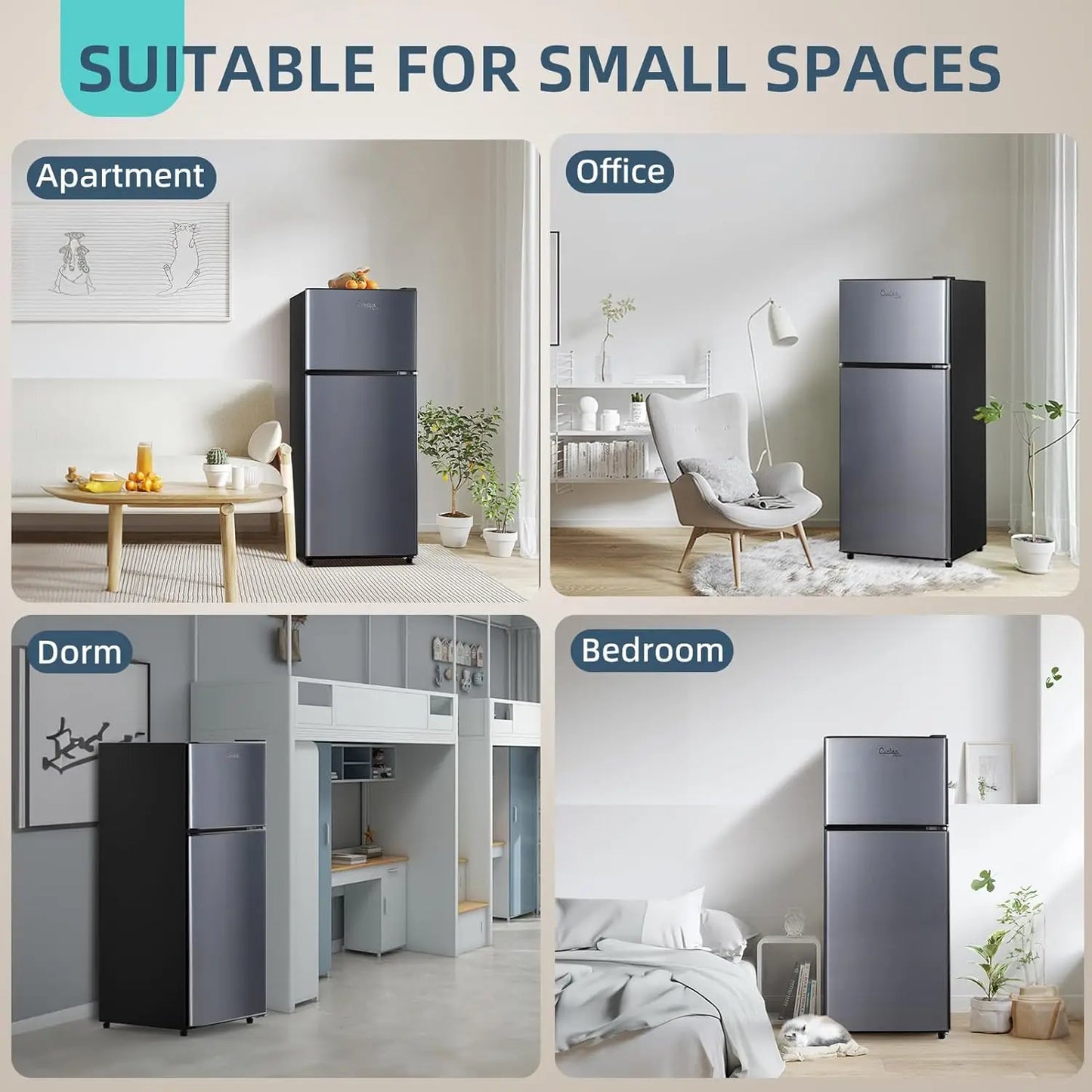 Krib Bling Mini Refrigerator With Freezer Double Door Dorm