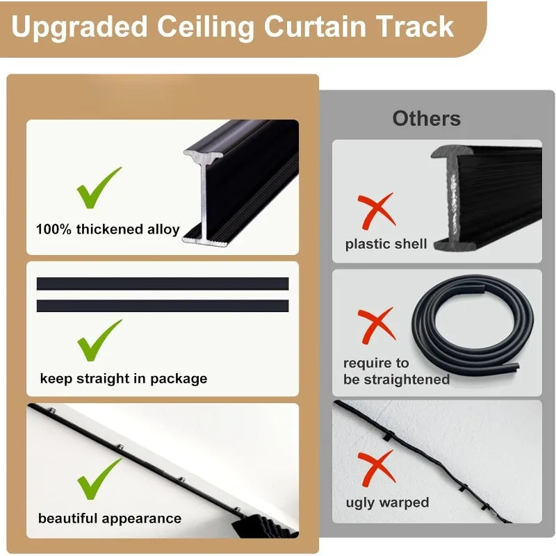 Room Divider Blackout Curtains Sliding Track Set Bedroom