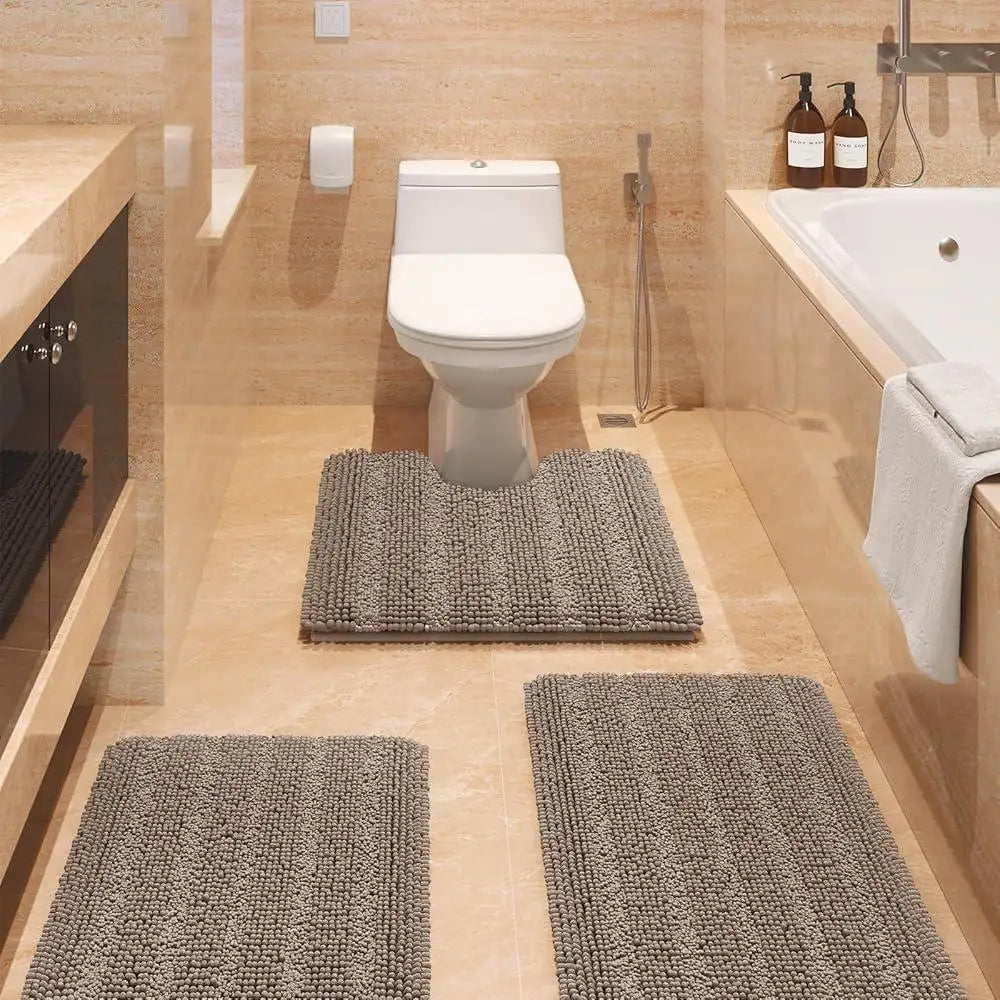 Complete Home and Apparel Ultra Soft Chenille Bath Rugs Set