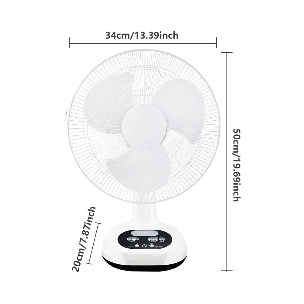 Moowarlt Solar Rechargeable Portable Fan With LED Light