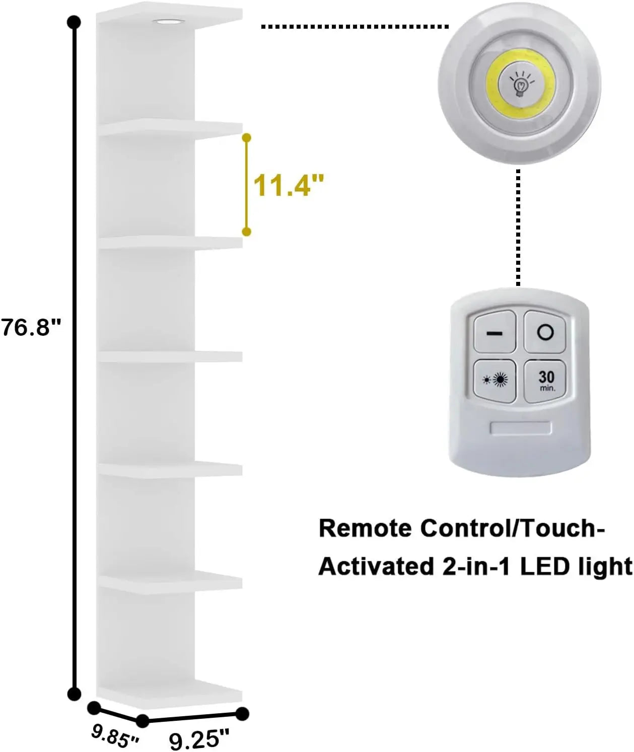 Hign-concerned Versatile 7 Tier Wall Shelf Unit LED Light