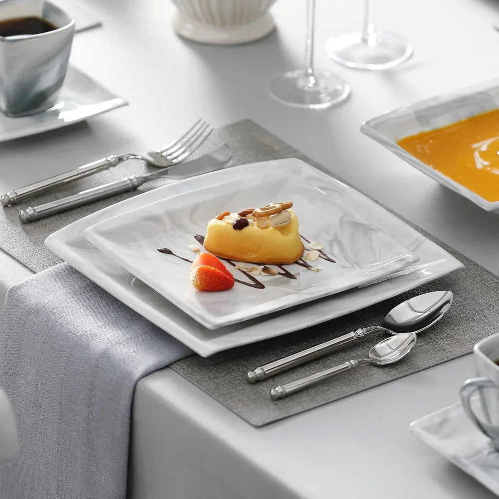 BLANCE Dinnerware Set Porcelain Square Plates And Bowls