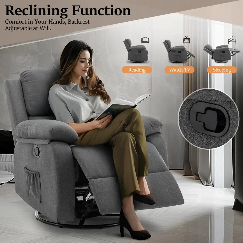 Complete Home and Apparel Recliner Chair 360 Swivel Rocker