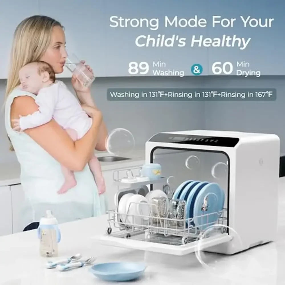 Complete Home And Apparel Countertop Dishwasher 6 Modes LED
