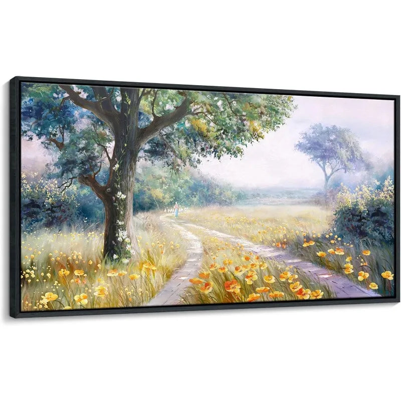 Retro Countryside Path Landscape Framed Wall Art Farmhouse