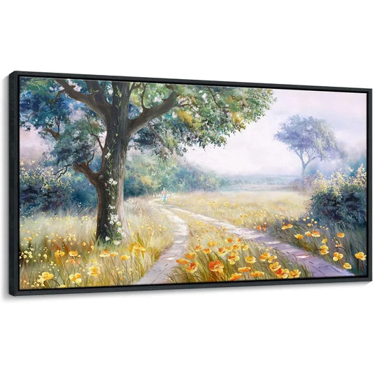 Retro Countryside Path Landscape Framed Wall Art Farmhouse