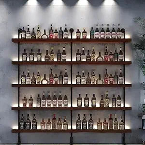 TANGXU 5 Tier Industrial Wall Mounted Wine Rack Shelves