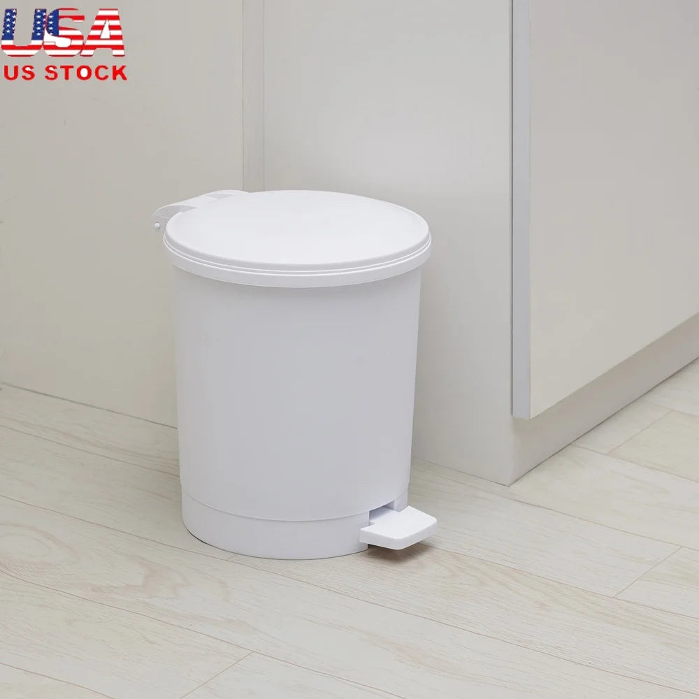 XMSJ Round Plastic Step Trash Can With Soft Close Lid