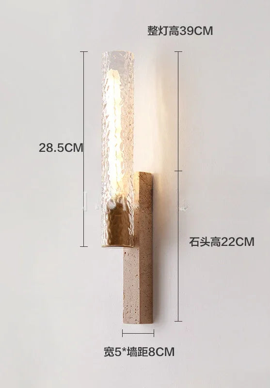 Outdoor Wall Lamp Travertine Stone Japanese Style LED Light