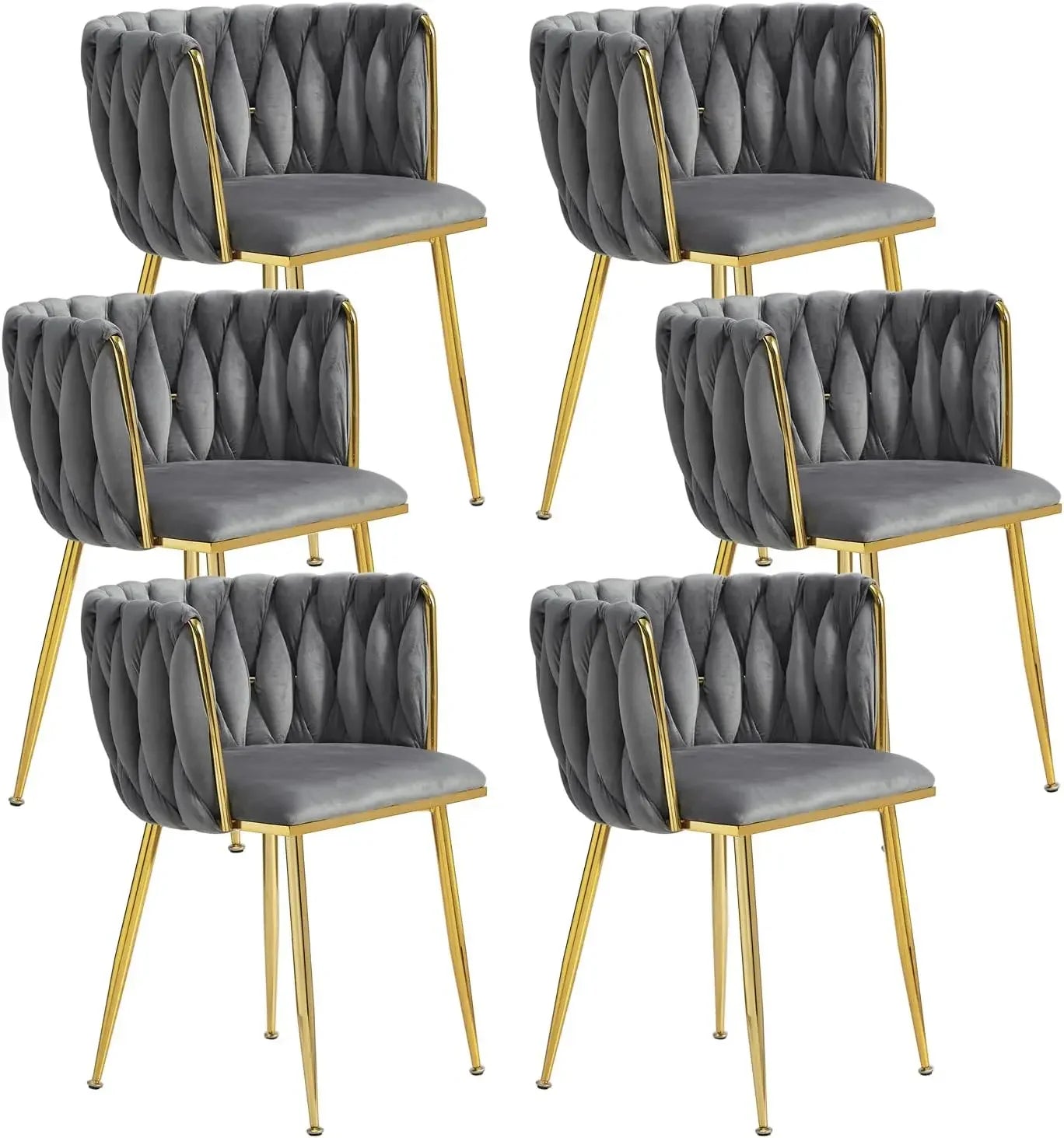 DAFIFY Woven Upholstered Velvet Dining Chairs Metal Legs