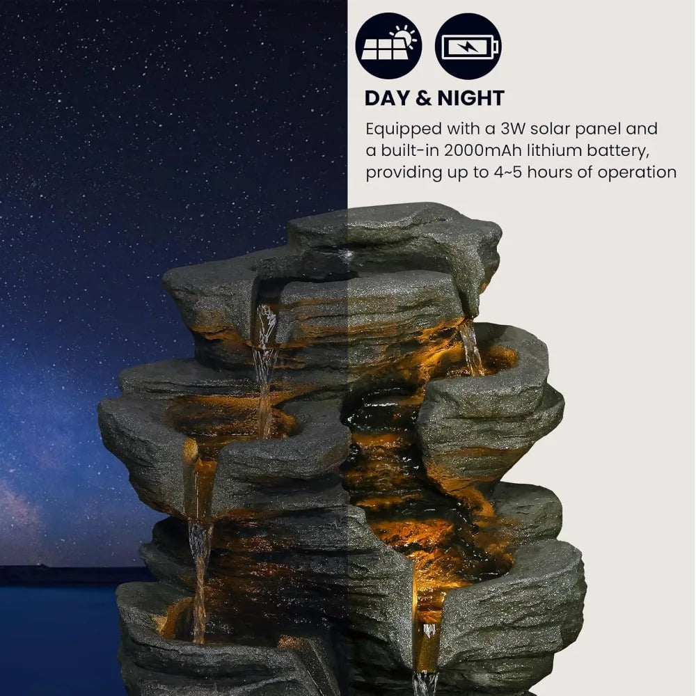 Bumilgar 6 Tier Solar Water Fountain Outdoor Cascade