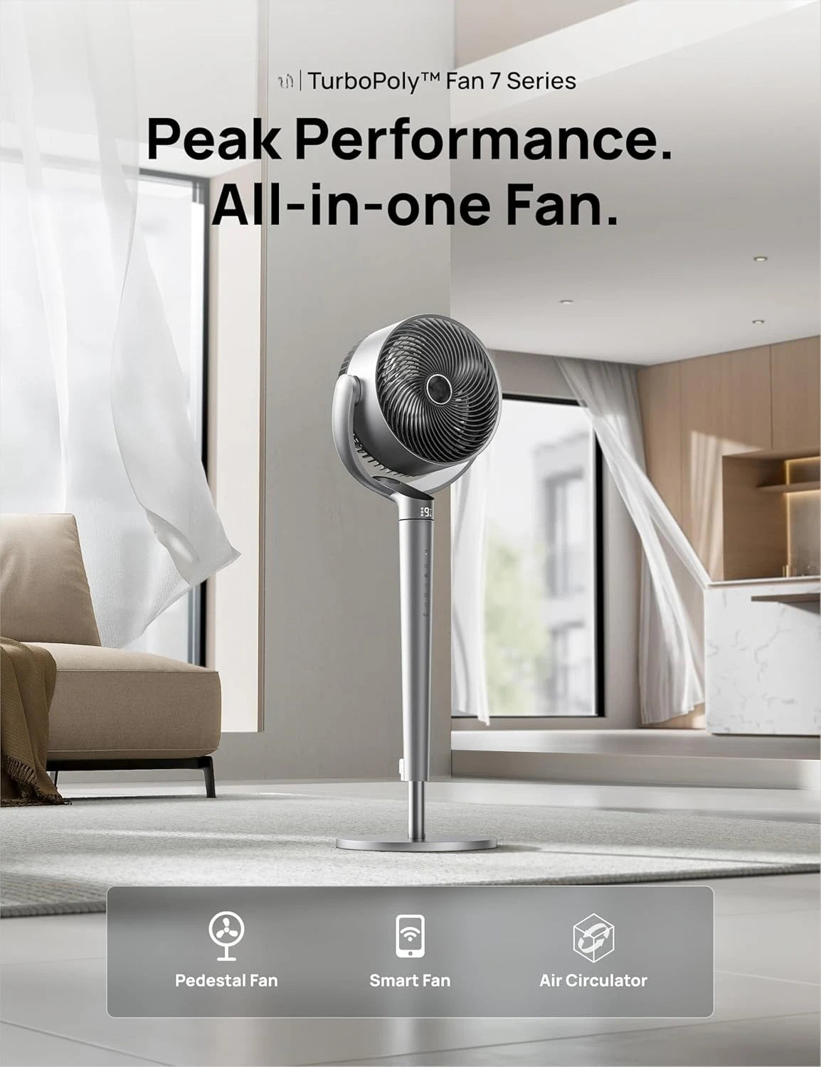 Omni Directional Quiet Oscillating Floor Fan With Control