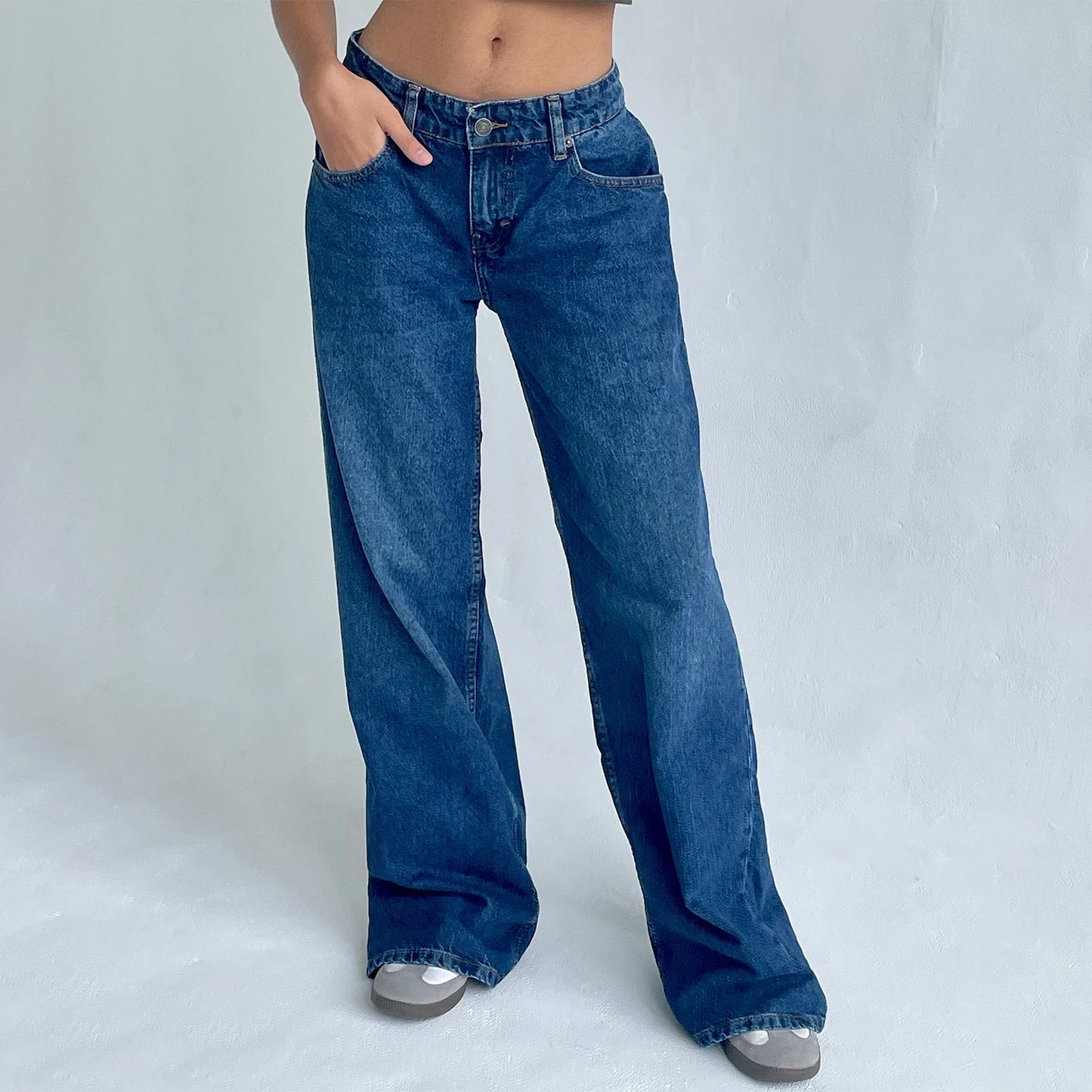 Hirigin Women Baggy Jeans Low Rise Straight Leg Denim
