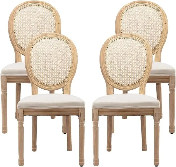 Angduo French Country Dining Chairs Fabric Upholstered