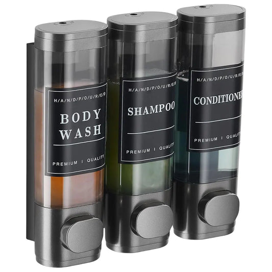 APWIKOGER Three Chamber Shampoo Conditioner Dispenser