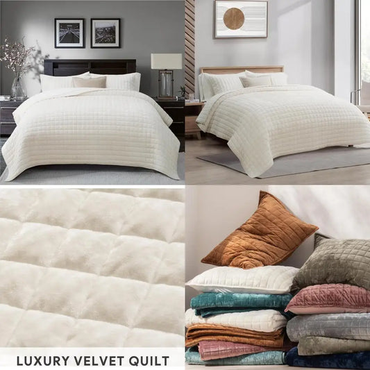 Premium Velvet Quilt Set With Matching Pillow Shams
