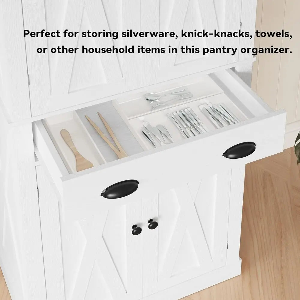 IRONCK Kitchen Pantry Storage Cabinet With Barn Doors