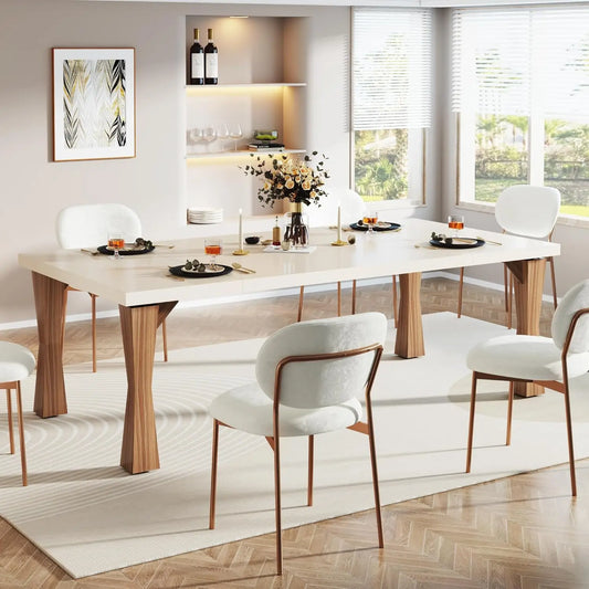 XMSJ Modern Dining Table For Family Dining Room Setup