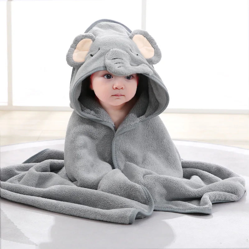 Cartoon Animal Hooded Baby Bath Towels Soft Newborn Toddler