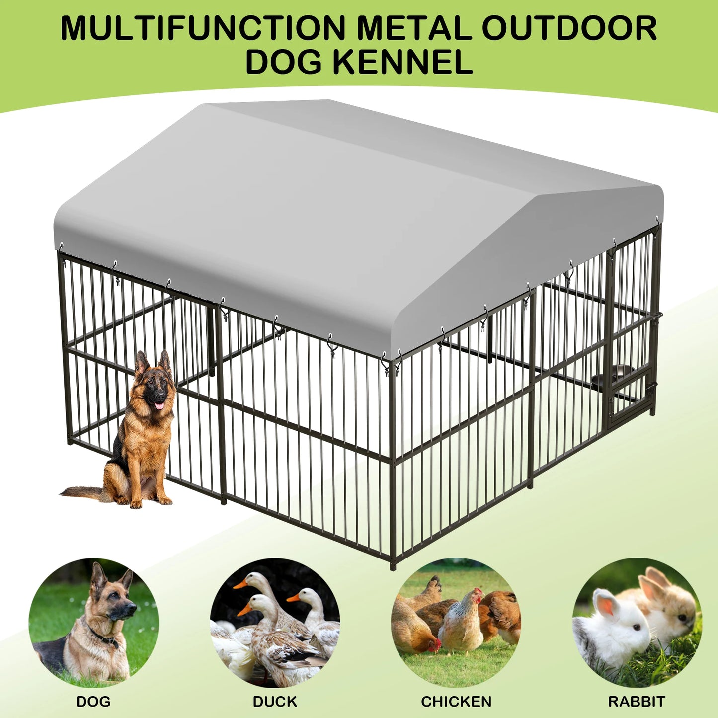 DishyKooker Heavy Duty Outdoor Dog Kennel With Roof