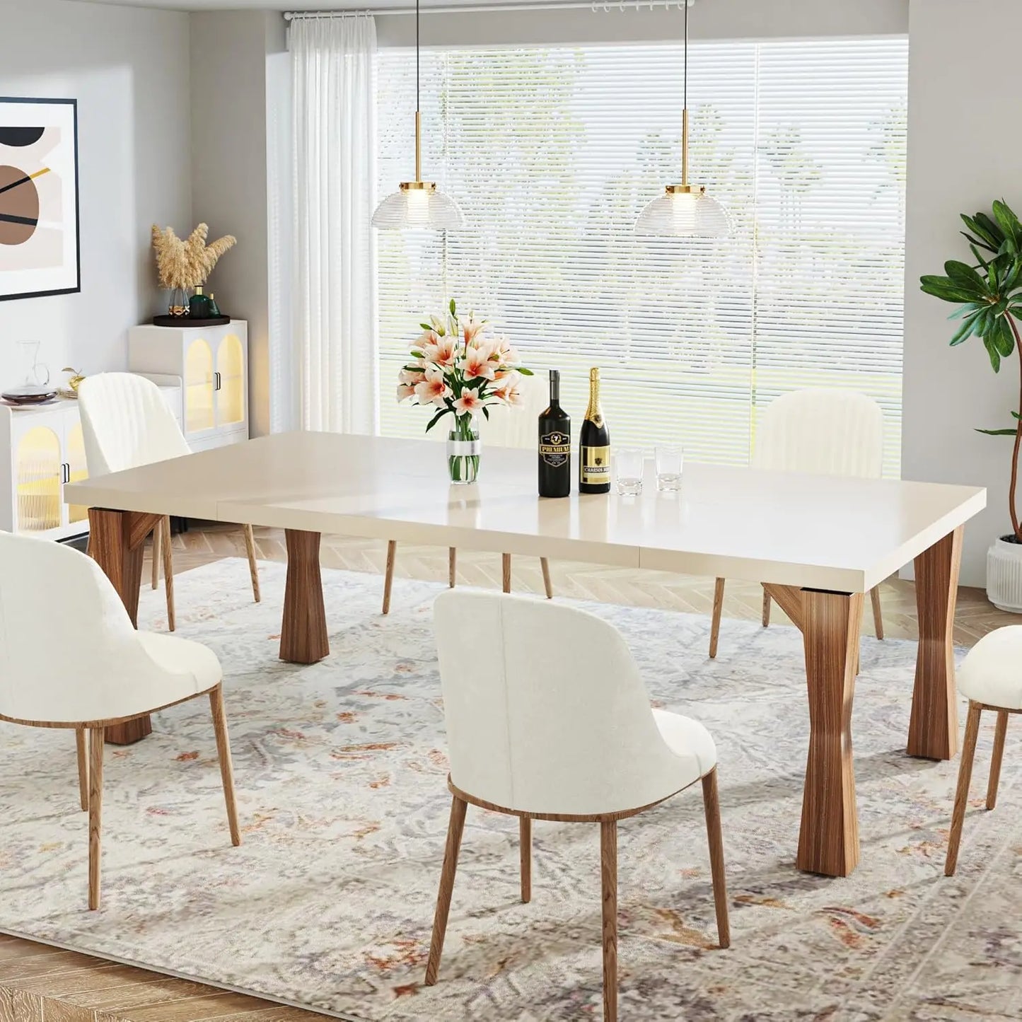XMSJ Modern Dining Table For Family Dining Room Setup